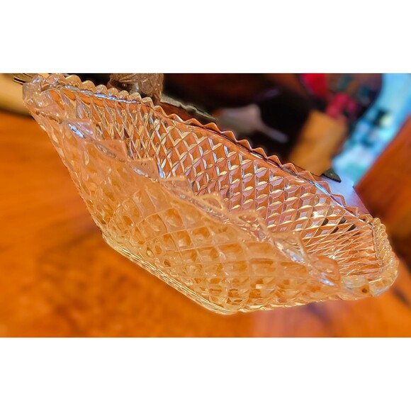 Anchor Hocking Glass Early American Clear VTG Basket weave Candy Fruit Bowl - Picture 8 of 10